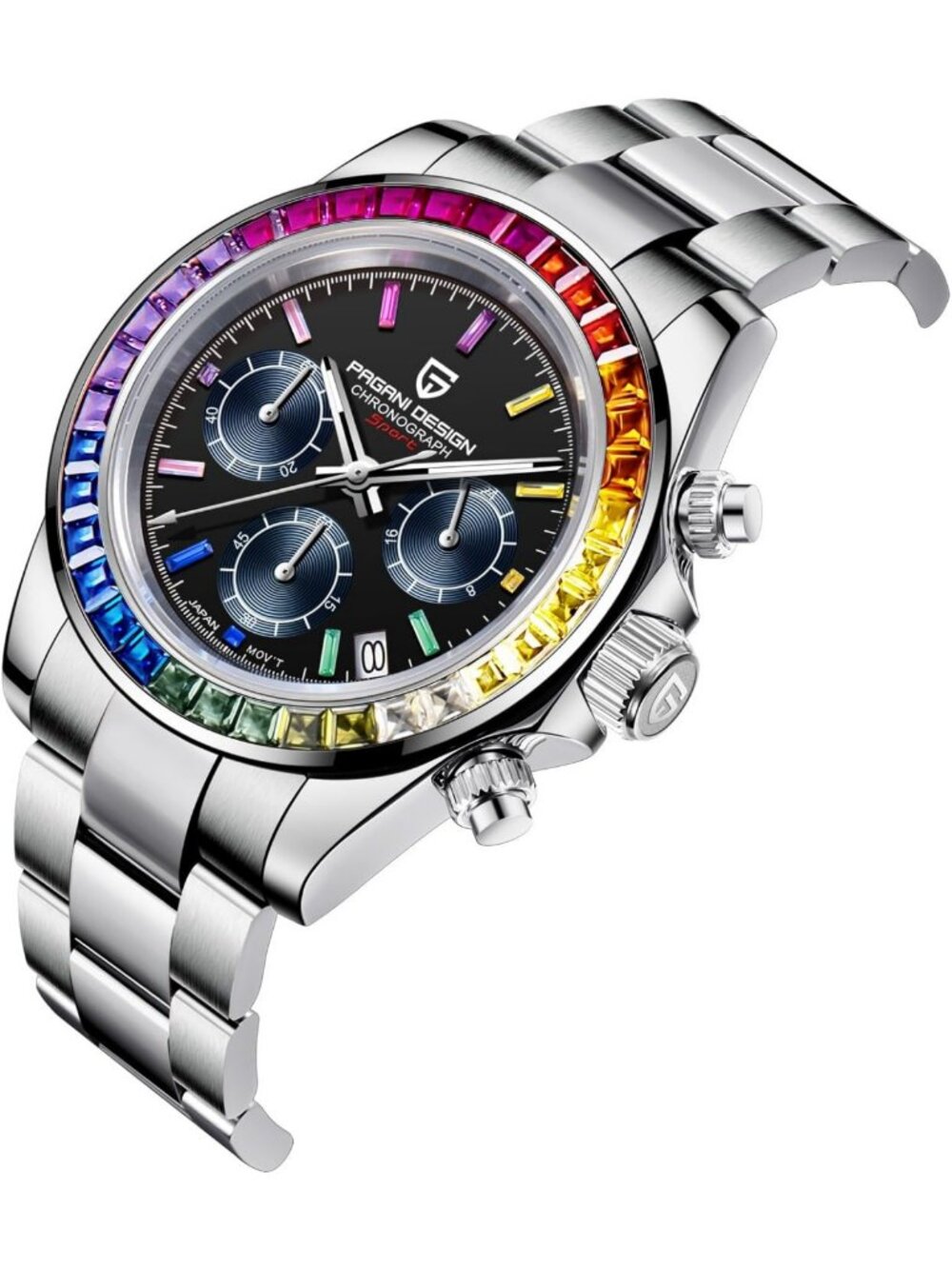 Men's Rainbow Chronograph Sports Watch - Waterproof, Sapphire Bezel, VK63